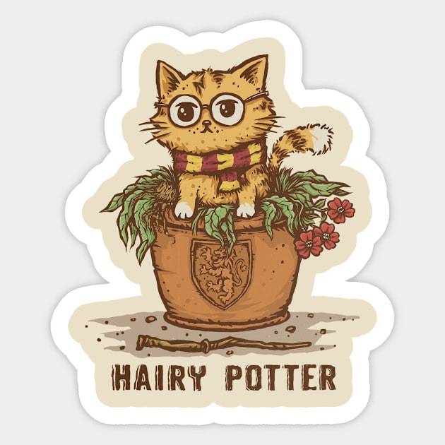 Hairy Cat in a Pot Sticker by kg07_shirts